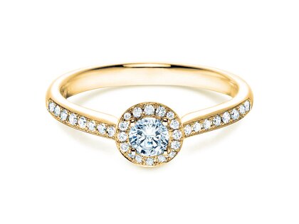 Verlobungsring Halo Petite in 18K Gelbgold mit Diamanten 0,50ct G/SI