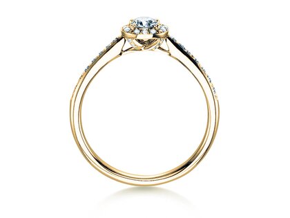 Verlobungsring Halo Petite in 18K Gelbgold mit Diamanten 0,50ct G/SI