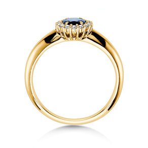 Verlobungsring Windsor in 14K Gelbgold mit Saphir 0,60ct und Diamanten 0,12ct