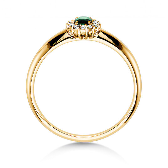 Verlobungsring Jolie in 9K Gelbgold mit Smaragd 0,25ct und Diamanten 0,06ct