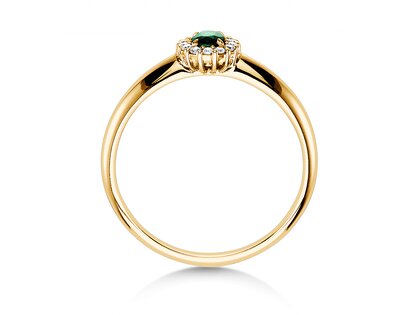 Verlobungsring Jolie in 14K Gelbgold mit Smaragd 0,25ct und Diamanten 0,06ct