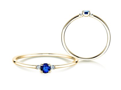 Verlobungsring Vivid Petite in 14K Gelbgold mit Saphir 0,08ct und Diamanten 0,02ct