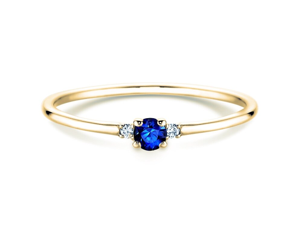 Verlobungsring Vivid Petite in 9K Gelbgold mit Saphir 0,08ct und Diamanten 0,02ct
