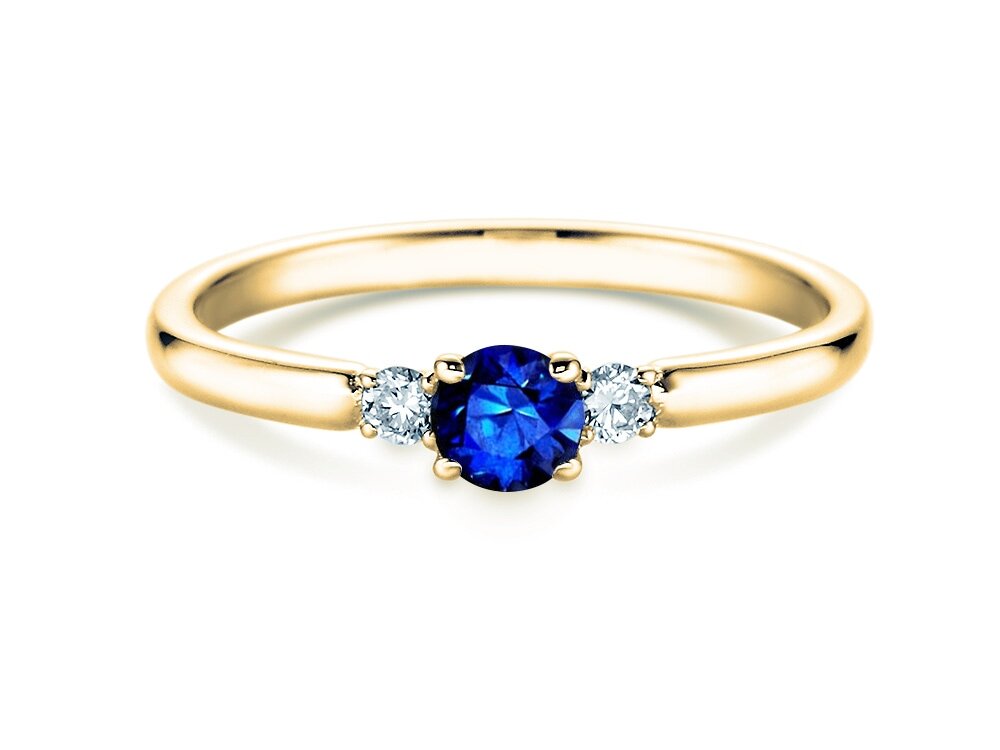 Verlobungsring Vivid Petite in 18K Gelbgold mit Saphir 0,23ct und Diamanten 0,07ct