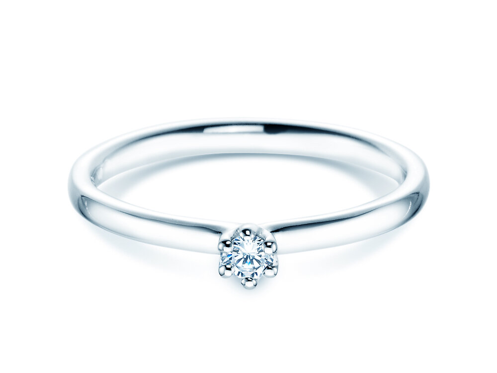 Verlobungsring Classic 6 in 18K Weißgold mit Diamant 0,05ct G/SI
