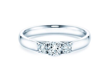 Verlobungsring 3 Stones in 14K Weißgold mit Diamanten 0,11ct G/SI