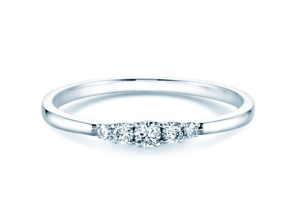 Verlobungsring 5 Diamonds in 14K Weißgold mit Diamanten 0,15ct G/SI