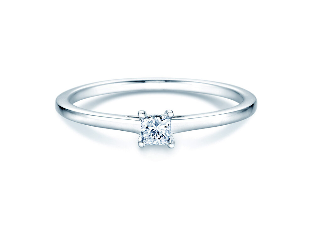 Verlobungsring Princess in Silber 925/- mit Diamant 0,15ct G/SI