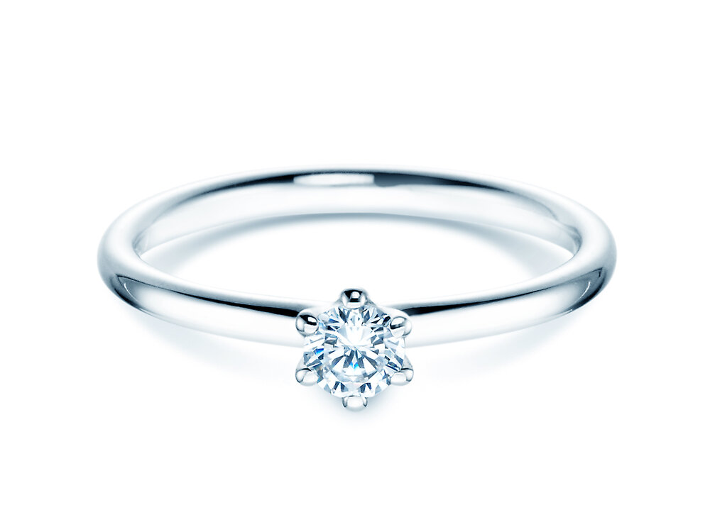 Verlobungsring Classic 6 in 14K Weißgold mit Diamant 0,20ct G/SI