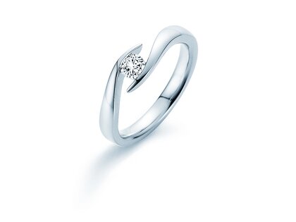 Verlobungsring Twist in 14K Weißgold mit Labordiamant 0,25ct E/VS
