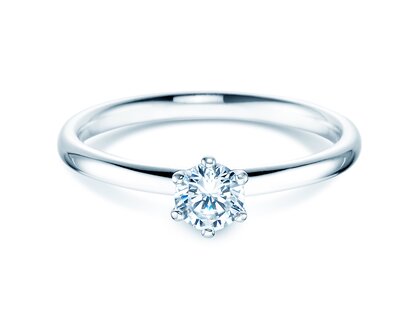 Verlobungsring Classic 6 in 14K Weißgold mit Diamant 0,30ct G/IF