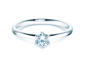 Verlobungsring Classic 6 in 14K Weißgold mit Diamant 0,30ct G/IF
