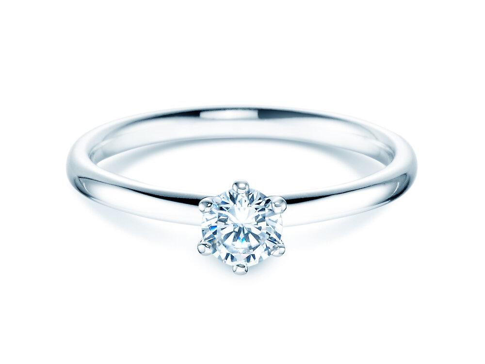 Verlobungsring Classic 6 in 18K Weißgold mit Diamant 0,30ct G/SI