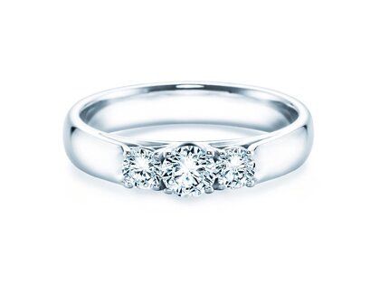 Verlobungsring 3 Stones in 14K Weißgold mit Labordiamanten 0,40ct E/VS