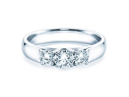 Verlobungsring 3 Stones in 18K Weißgold mit Diamanten 0,75ct G/SI