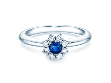 Verlobungsring Lovely in 14K Weißgold mit Saphir 0,25ct und Diamanten 0,25ct