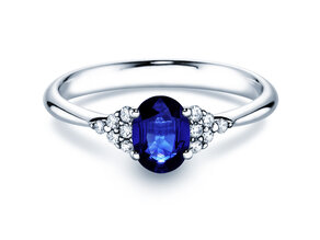 Verlobungsring Vivid in Platin 950/- mit Saphir 1,00ct und Diamanten 0,12ct