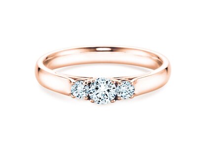Verlobungsring 3 Stones in 14K Roségold mit Diamanten 0,11ct G/SI