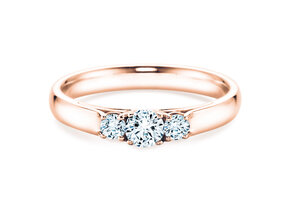 Verlobungsring 3 Stones in 14K Roségold mit Diamanten 0,11ct G/SI