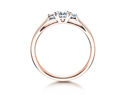 Verlobungsring 3 Stones in 14K Roségold mit Diamanten 0,11ct G/SI