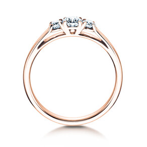 Verlobungsring 3 Stones in 14K Roségold mit Diamanten 0,11ct G/SI