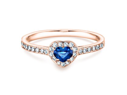 Verlobungsring Heart Saphir in 18K Roségold mit Saphir 0,25ct und Diamanten 0,34ct