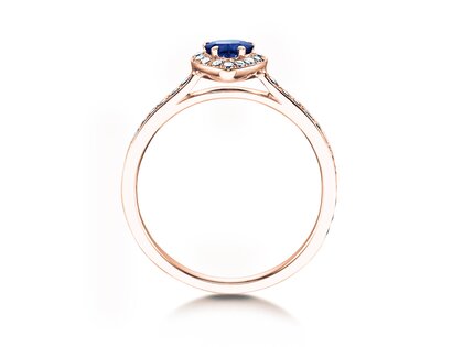 Verlobungsring Heart Saphir in 18K Roségold mit Saphir 0,25ct und Diamanten 0,34ct