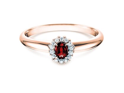 Verlobungsring Jolie in 18K Roségold mit Rubin 0,25ct und Diamanten 0,06ct
