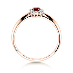 Verlobungsring Jolie in 18K Roségold mit Rubin 0,25ct und Diamanten 0,06ct