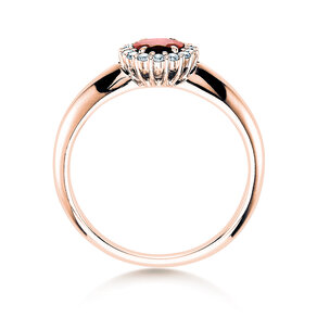 Verlobungsring Windsor in 14K Roségold mit Rubin 0,60ct und Diamanten 0,12ct