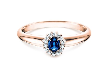 Verlobungsring Jolie in 18K Roségold mit Saphir 0,25ct und Diamanten 0,06ct