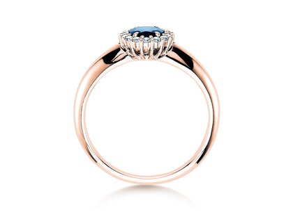 Verlobungsring Windsor in 14K Roségold mit Saphir 0,60ct und Diamanten 0,12ct