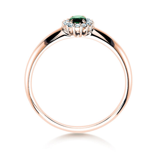 Verlobungsring Jolie in 9K Roségold mit Smaragd 0,25ct und Diamanten 0,06ct