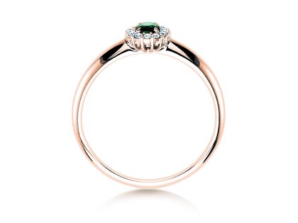 Verlobungsring Jolie in 18K Roségold mit Smaragd 0,25ct und Diamanten 0,06ct
