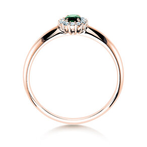 Verlobungsring Jolie in 18K Roségold mit Smaragd 0,25ct und Diamanten 0,06ct