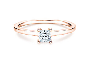 Verlobungsring Princess in 9K Roségold mit Diamant 0,15ct G/SI
