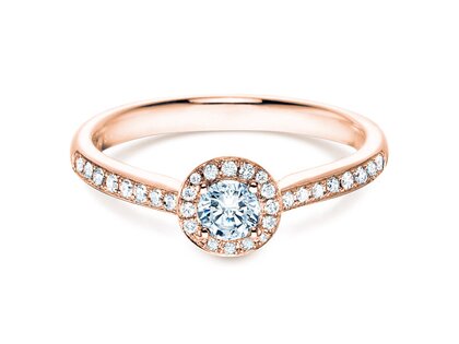 Verlobungsring Halo Petite in 18K Roségold mit Diamanten 0,50ct G/SI