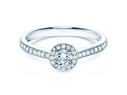 Verlobungsring Halo Petite in 18K Weißgold mit Diamanten 0,50ct G/SI