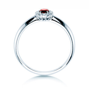 Verlobungsring Jolie in 18K Weißgold mit Rubin 0,25ct und Diamanten 0,06ct