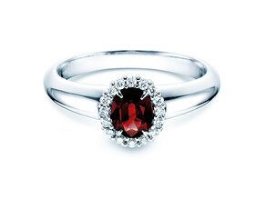 Verlobungsring Windsor in Platin 950/- mit Rubin 0,60ct und Diamanten 0,12ct