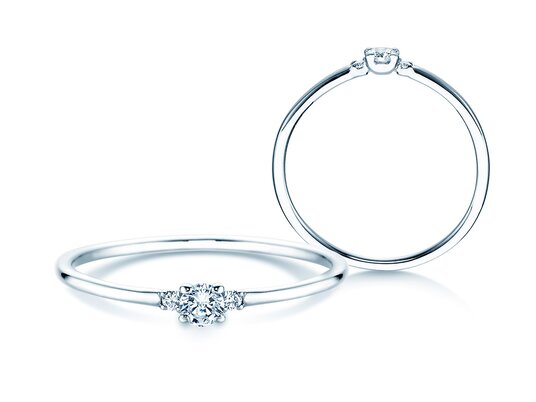 Geburtsstein-Ring Vivid Petite April in 9K Weißgold mit Diamant 0,08ct und Diamanten 0,02ct