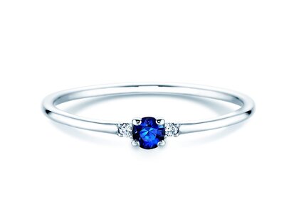 Verlobungsring Vivid Petite in 14K Weißgold mit Saphir 0,08ct und Diamanten 0,02ct