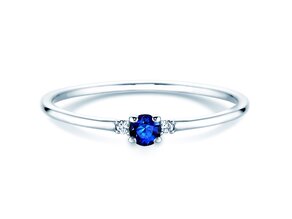 Verlobungsring Vivid Petite in 14K Weißgold mit Saphir 0,08ct und Diamanten 0,02ct