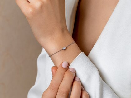 Armband Diamond Drop in 14K Gelbgold mit 1 Diamant 0,25ct G/SI, 18cm