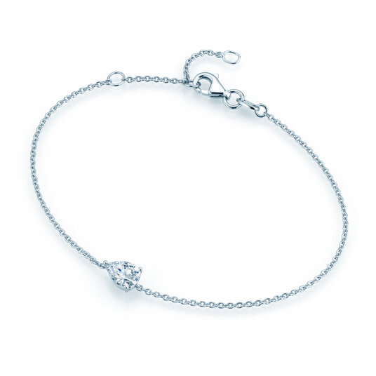 Armband Diamond Drop in 14K Weißgold mit 1 Diamant 0,25ct G/SI, 18cm