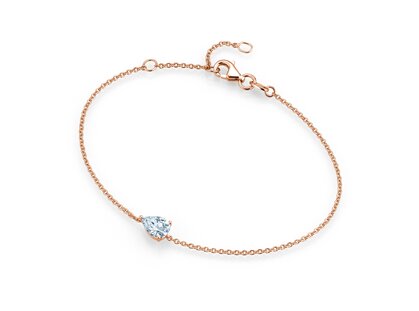 Armband Diamond Drop Labordiamant in 14K Roségold mit 1 Labordiamant 2,50ct E/VS, 18cm