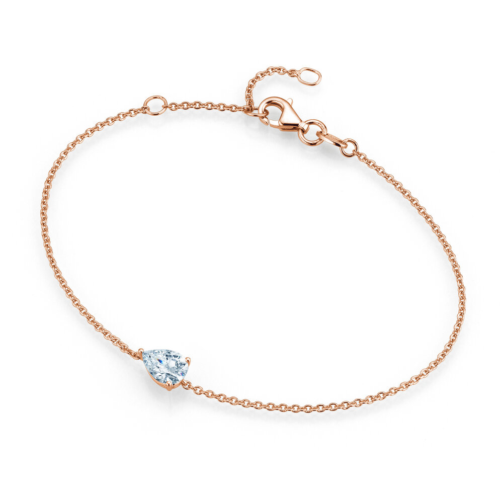 Armband Diamond Drop in 18K Roségold mit 1 Diamant 1,00ct G/SI, 18cm