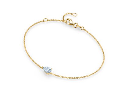 Armband Diamond Drop in 14K Gelbgold mit 1 Diamant 0,25ct G/SI, 18cm