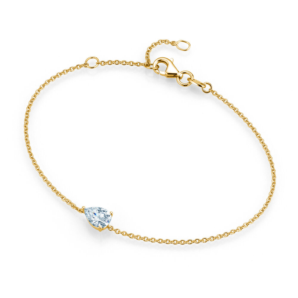 Armband Diamond Drop in 9K Gelbgold mit 1 Diamant 0,50ct G/SI, 18cm