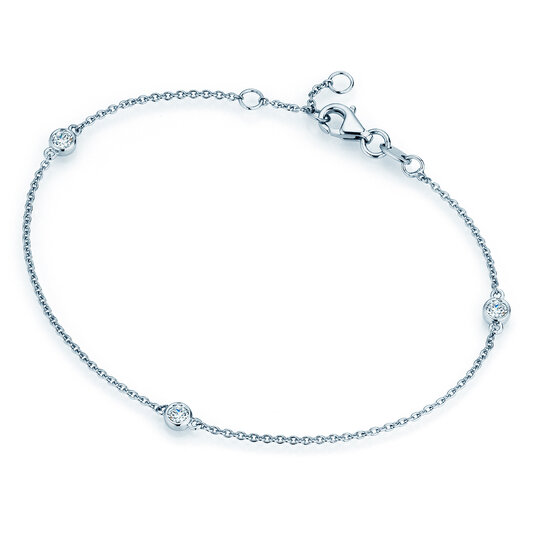 Armband Leon in 14K Weißgold mit 3 Diamanten 0,09ct G/SI, 18,5cm